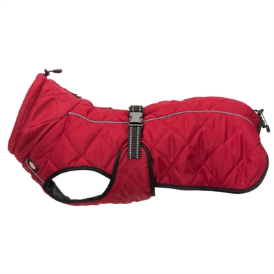 TRIXIE Hondenjas Minot - Gewatteerd fleece | Waterdichte ritssluitingen | Reflecterend - Rood - Rug 30 cm / Buik 28–46 cm