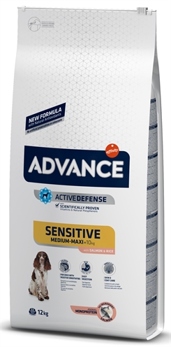 ADVANCE Hondenvoer Sensitive Salmon/Rice - Eén eiwit (zalm) voor gevoelige maag en huid - 12 kg