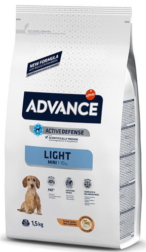 ADVANCE Hondenvoer Mini Light - Laag vet & hoog eiwit, vezelrijk | Kip & Rijst - 1,5 kg