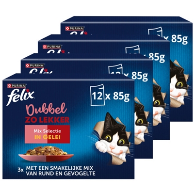 FELIX Hondenvoer Dubbel Zo Lekker Mix Selectie 4×12×85 g – Gelei