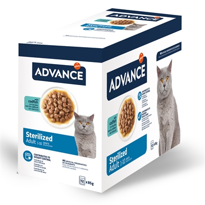ADVANCE kattenvoer Advance Cat Sterilized Codfish 12x85 gr – met kabeljauw